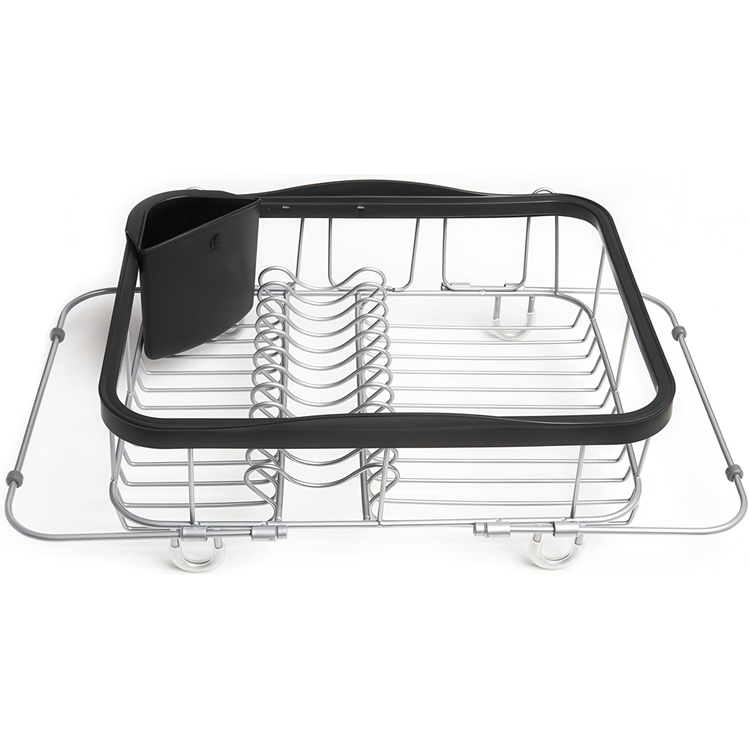 Dish Rack with extendable rails, SINKIN, MULTI-USE, 36,5 x 29 x H14 cm, Umbra, Black / silver