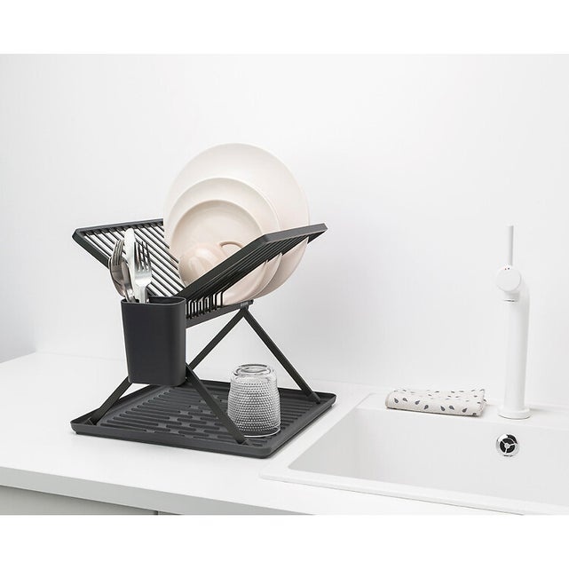 Dish Rack, BRABANTIA COMPACT FOLDABLE DISH RACK, 33 x 37 x H 31,5 cm, Dark Grey