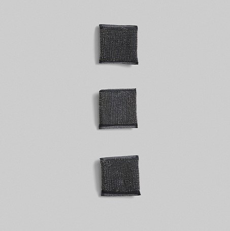Scrubbing Sponges, Set of 3, ÉPONGES EN INOX, 10 x 9 cm, Black