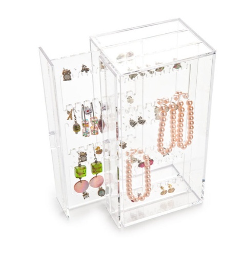 Holder for 32 earrrings, ARTEAGA DISPLAY STAND, 9,3 x 13 x H 24 cm , Clear