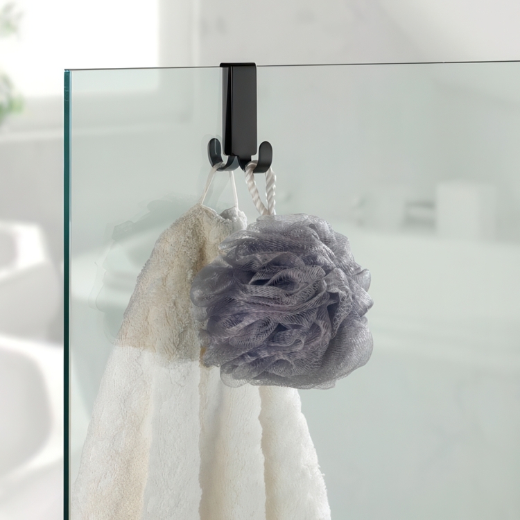 Double hook for shower walls, 8 mm, VIESTE, Black