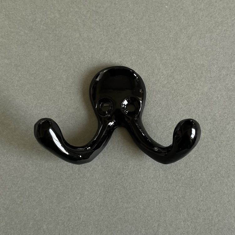 Double hook in metal, EXMEZ, 6,5 cm, Black