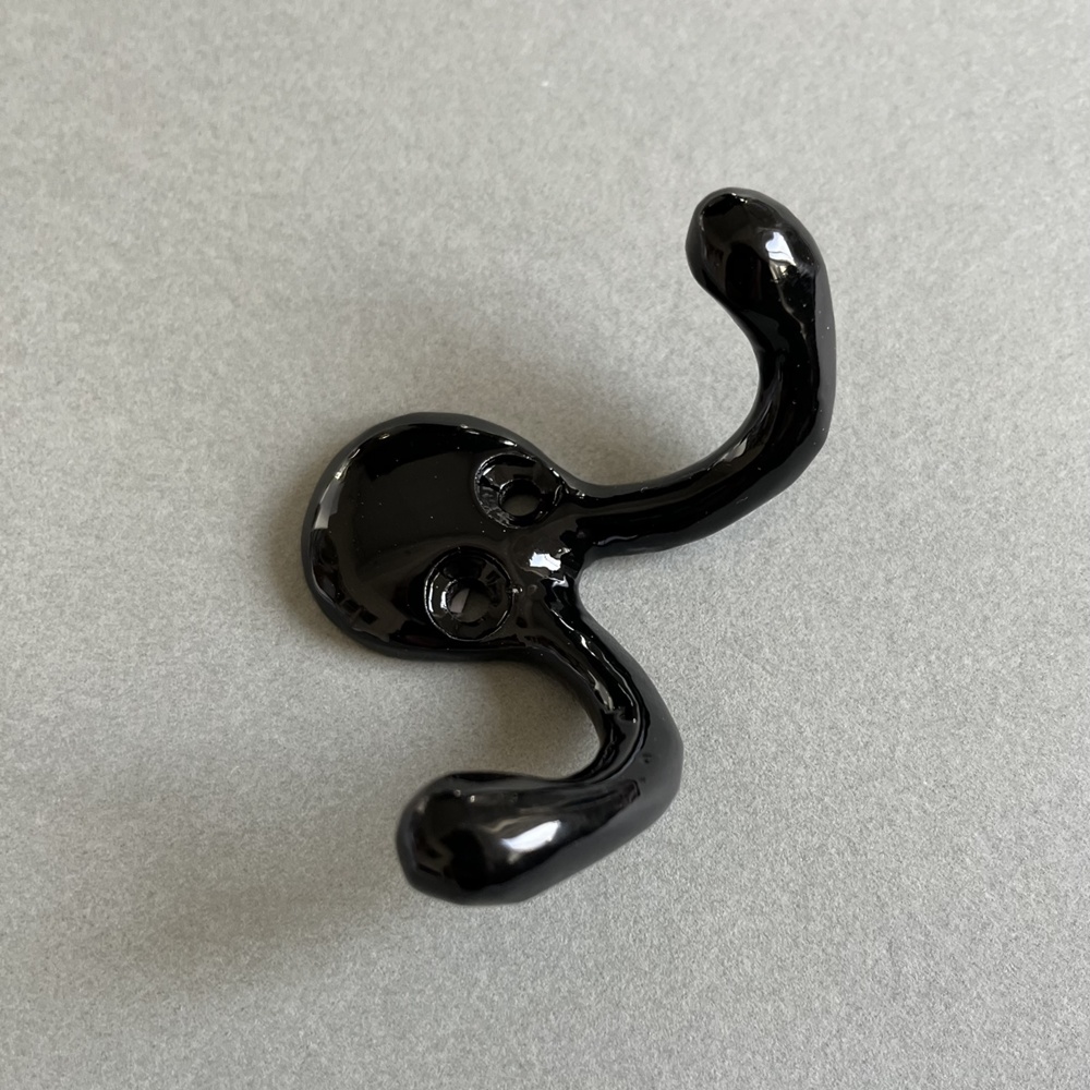 Double hook in metal, EXMEZ, 6,5 cm, Black