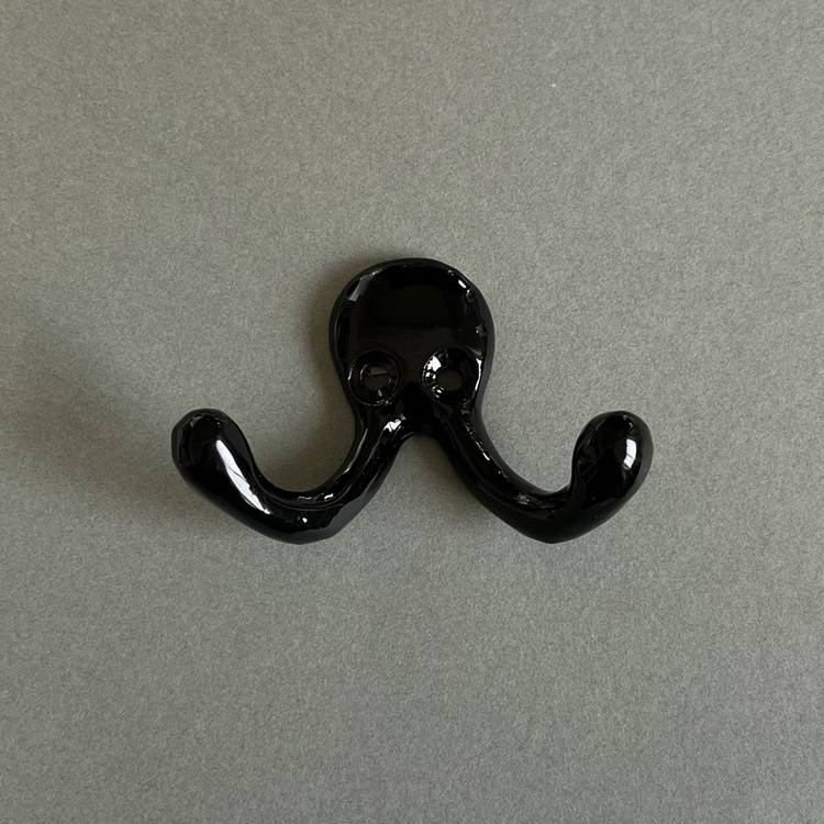 Double hook in metal, EXMEZ, 6,5 cm, Black