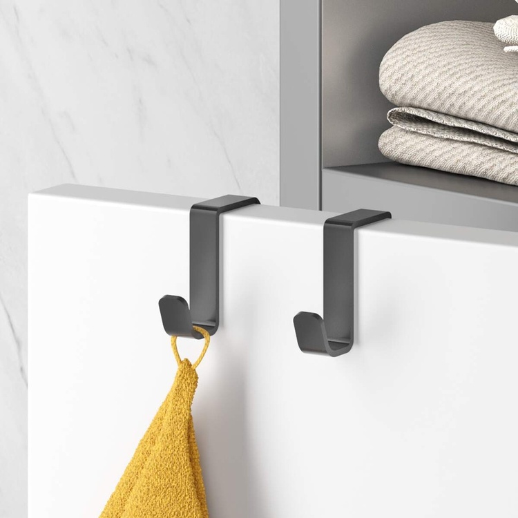 Double Hook in metal, Over cabinet door, ORIGIN LAVA, Black