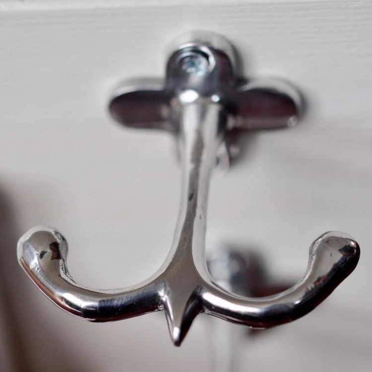 Double hook for hat shelf, FLOWER, Exmez, Silver