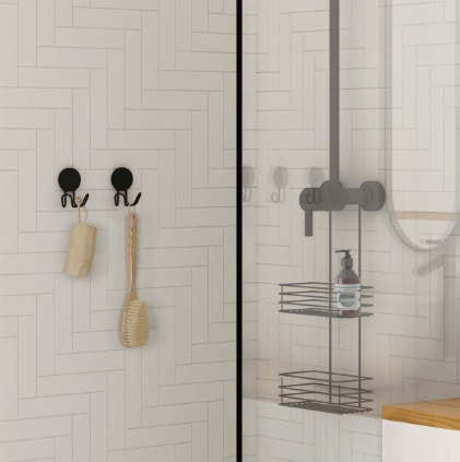 Double Towel hook, Self-adhesive, PUCK BESLAGSBODEN, 5,5 x H 9 cm, Chrome