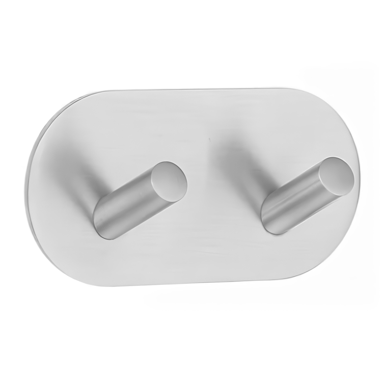 Double hook, Self-adhesive, Round, BESLAGSBODEN, 9,6 x H 4,8 cm, Brushed stainless steel