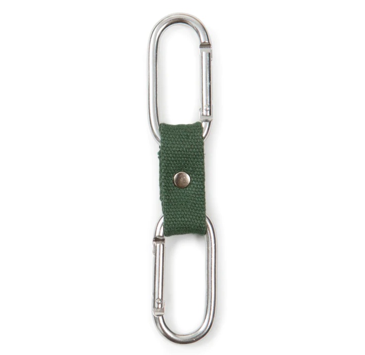 Two Carbiner Clips, Linked, DUAL-CLIP BUDDY, Kikkerland, Silver / Green