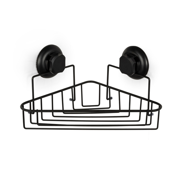 Corner Shower Basket with suction cup, BESTLOCK, 23,8 x 23,8 x H12,8 cm, Black