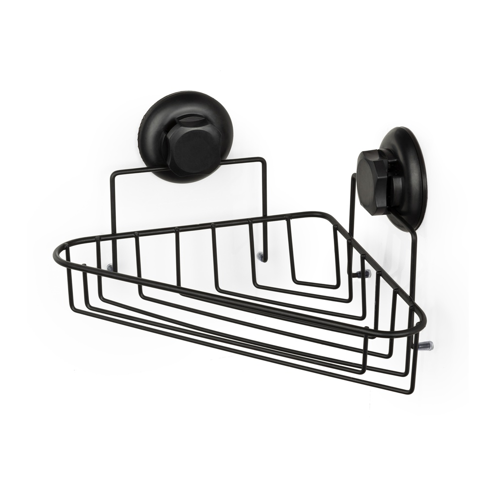 Corner Shower Basket with suction cup, BESTLOCK, 23,8 x 23,8 x H12,8 cm, Black