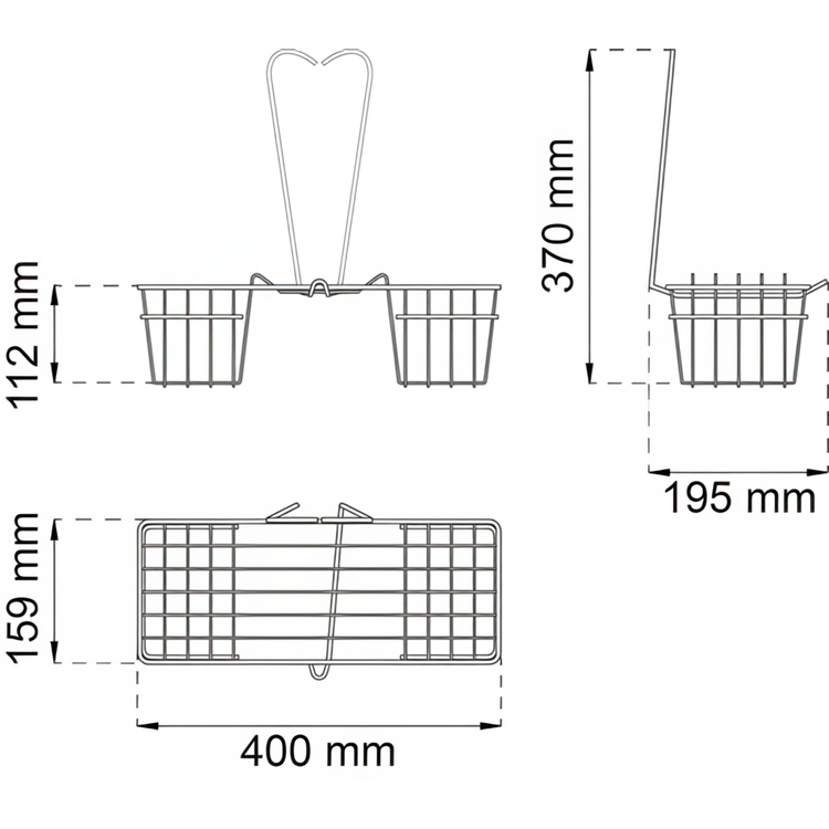 Hanging bathroom basket, HABO LAVENDER, 40 x 19,5 x H 37 cm, Black
