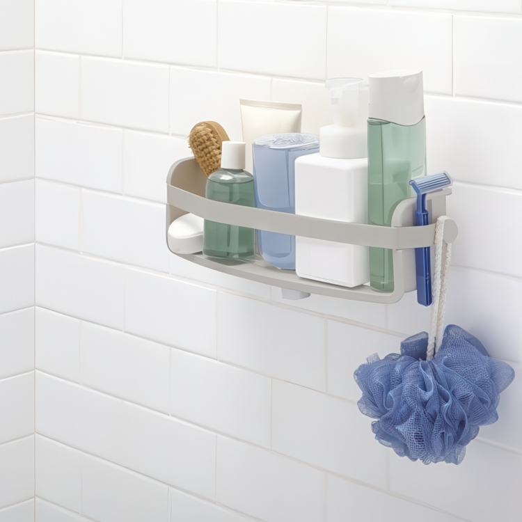 Shower basket with suction cups, FLEX GEL-LOCK, 10 x 33 x H 8 cm, Umbra, Grey