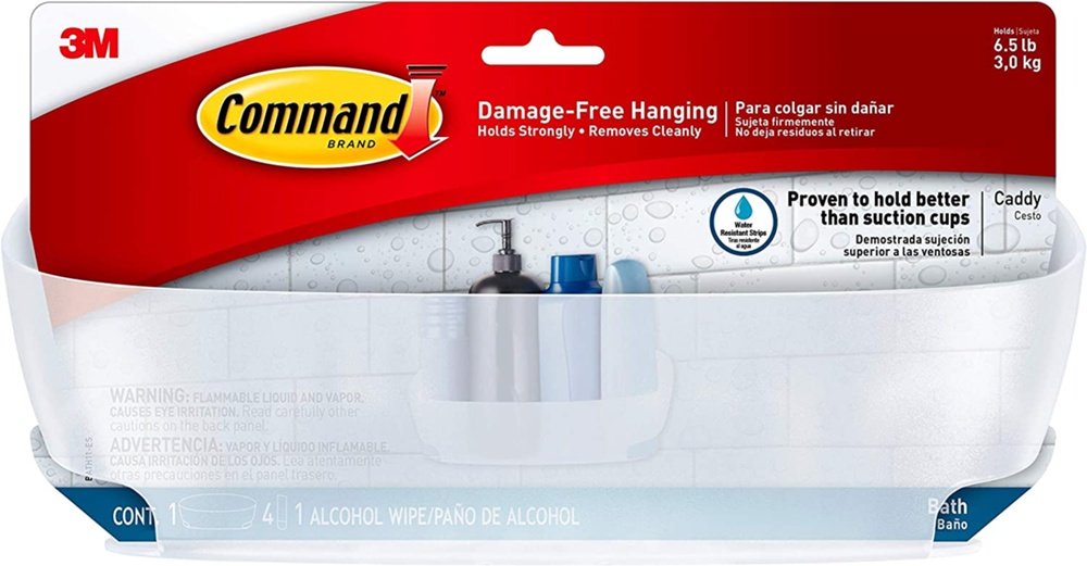Shower Caddy, Adhesive, COMMAND, 30 x 11 x H12 cm, Frosted White
