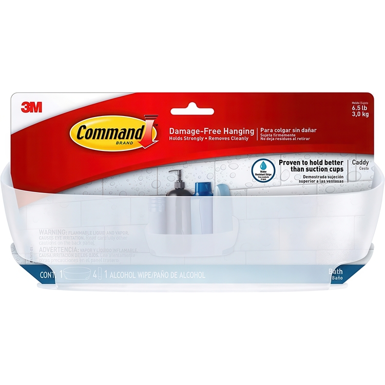 Shower Caddy, Adhesive, COMMAND, 30 x 11 x H12 cm, Frosted White