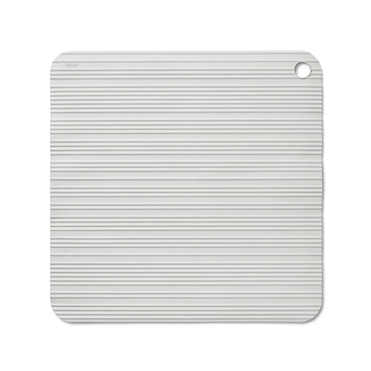 Shower Mat in Natural Rubber, STRIPED SHOWER MAT, 50 x 50cm, Light Grey