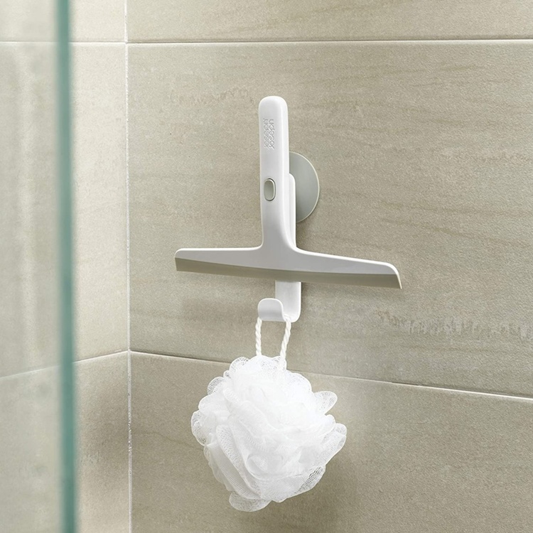 Shower Squeegee with suction-cup & hook, EASY-STORE SLIMLINE, Joseph Joseph, White