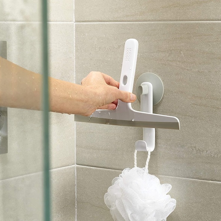Shower Squeegee with suction-cup & hook, EASY-STORE SLIMLINE, Joseph Joseph, White