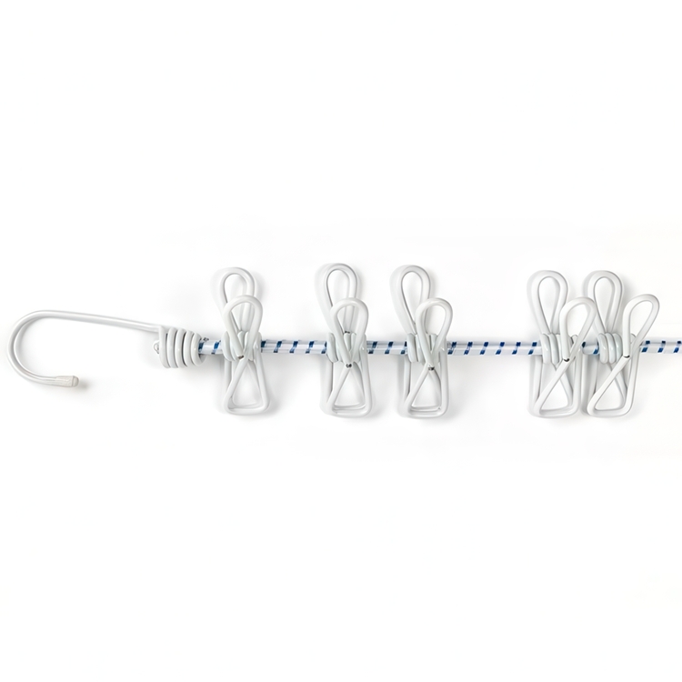 Universal elastic rope, 10 clips, FLEXX, 140 - 250 cm, White