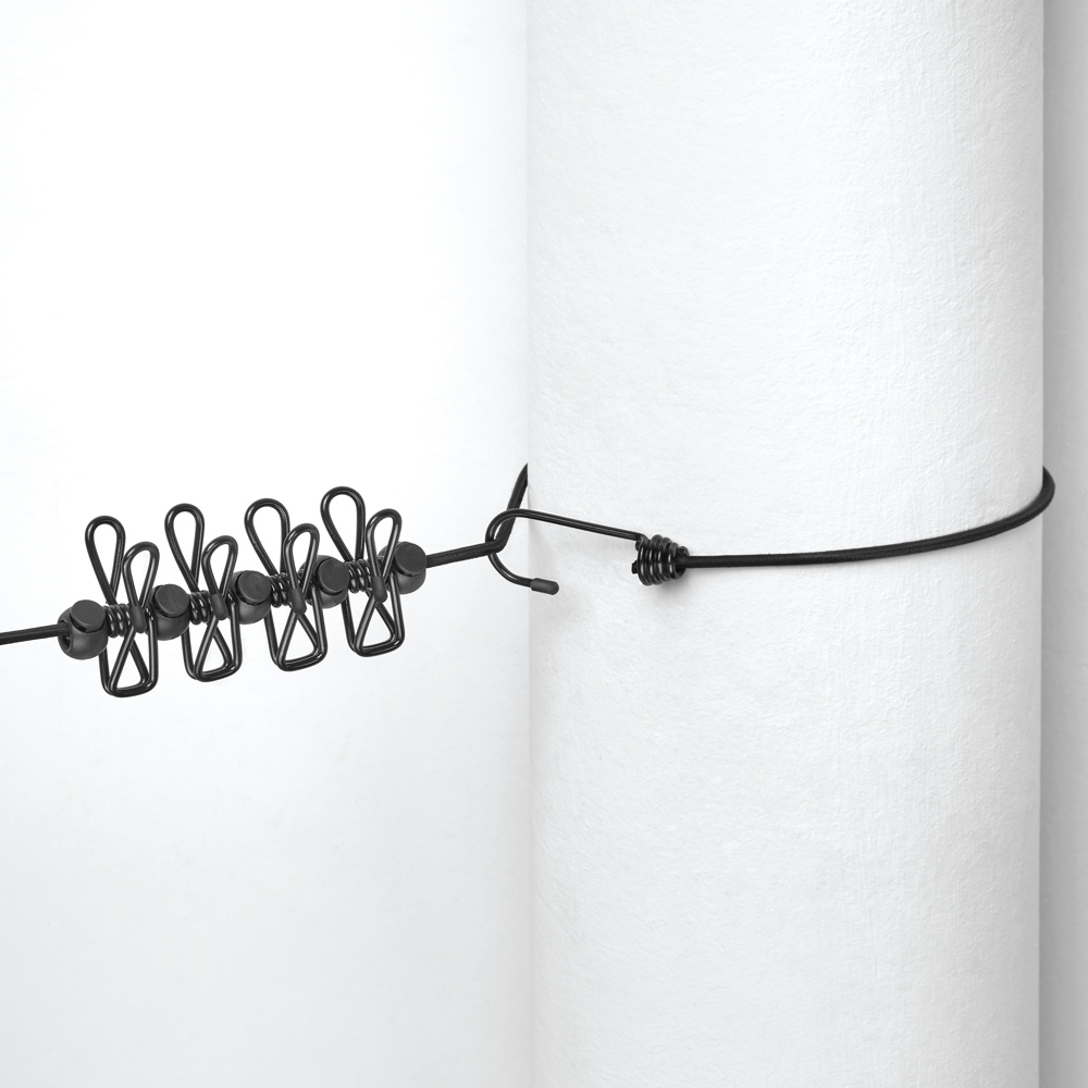 Universal elastic cord, 12 clips, ELASTICA, 2 - 4 m, Black