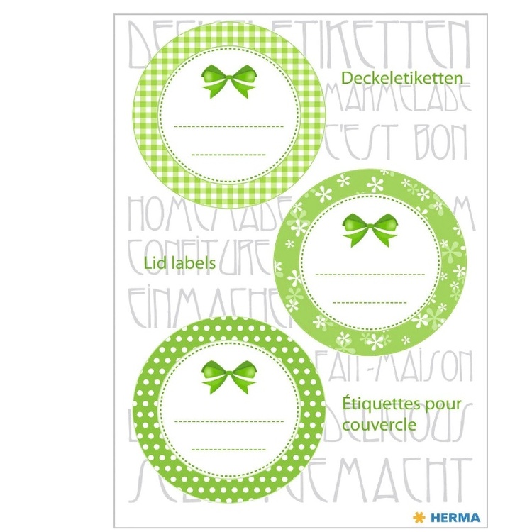 Kitchen Labels for Lids, 9 psc, HERMA LID LABELS, Ø 4,4 cm, Green