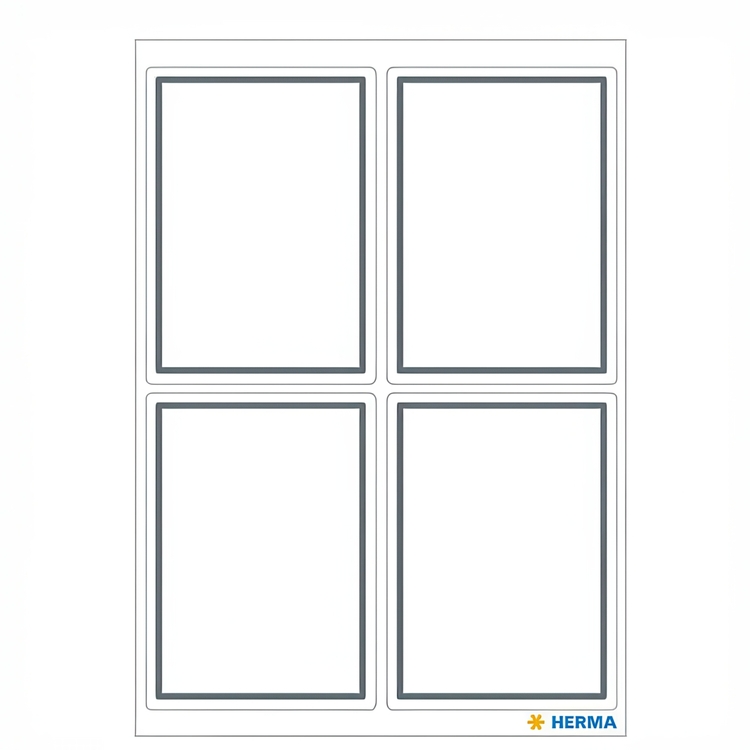 Labels, Self-adhesive, 24 psc, GREY FRAME SMALL, 40 x 55 mm, White / Grey
