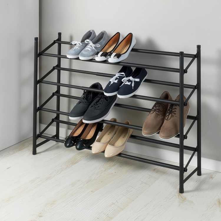 Expandable Shoe Rack, HERO NON-SLIP, 62~115 x 23 x H 68 cm, Black