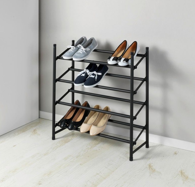 Expandable Shoe Rack, HERO NON-SLIP, 62~115 x 23 x H 68 cm, Black