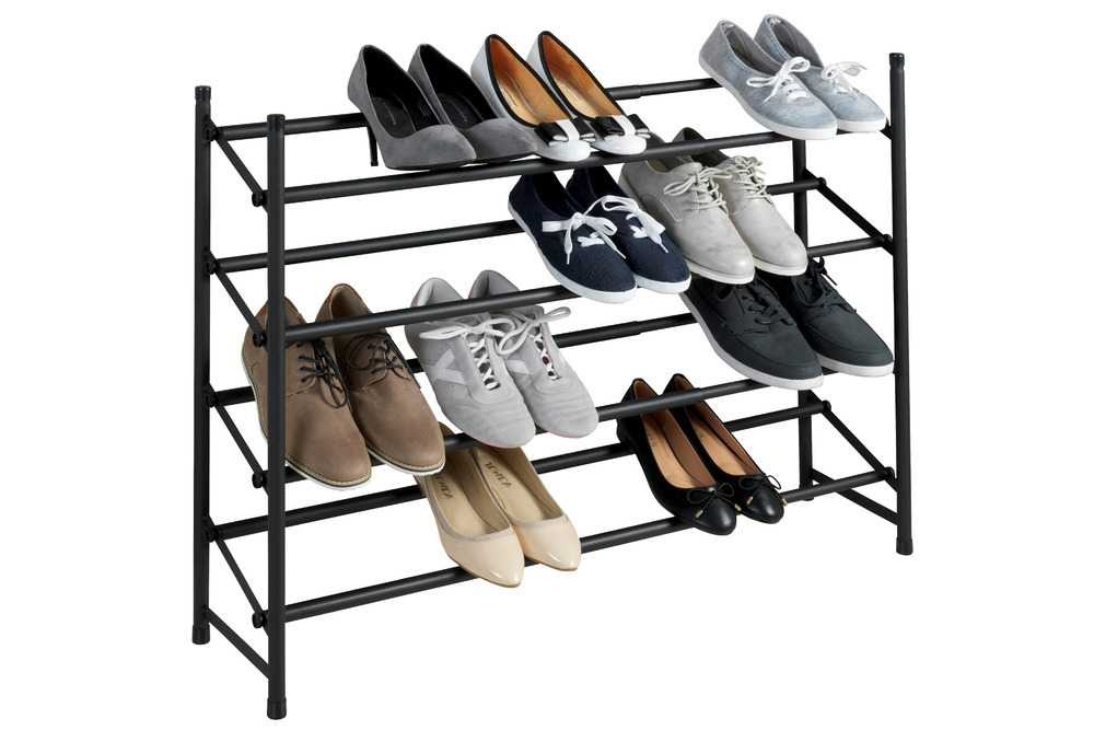 Expandable Shoe Rack, HERO NON-SLIP, 62~115 x 23 x H 68 cm, Black