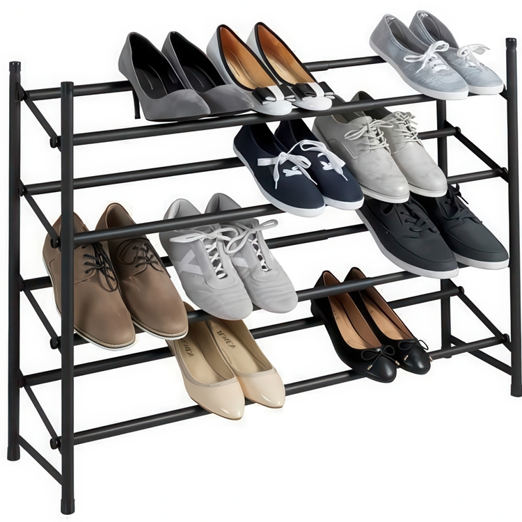 Expandable Shoe Rack, HERO NON-SLIP, 62~115 x 23 x H 68 cm, Black