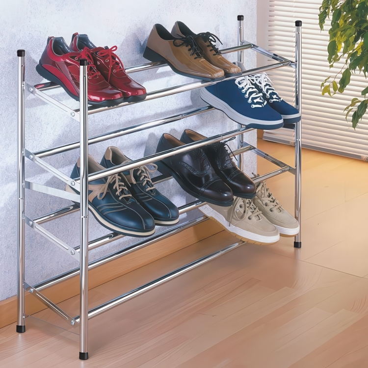 Expandable Shoe Rack, SHUHREGAL, 64~119 x 23 x H 35 cm, Silver