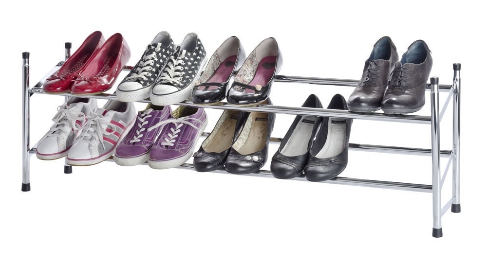 Expandable Shoe Rack, SHUHREGAL, 64~119 x 23 x H 35 cm, Silver