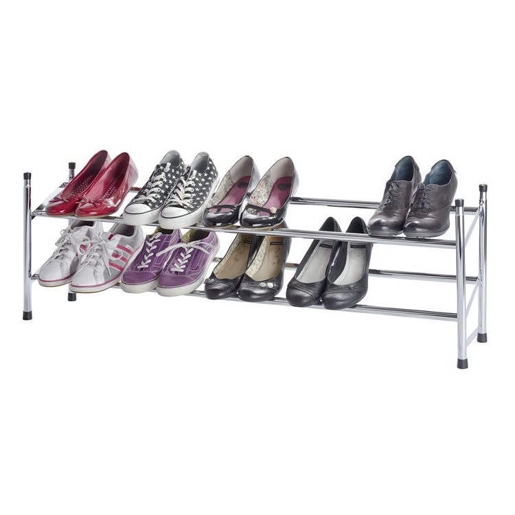 Expandable Shoe Rack, SHUHREGAL, 64~119 x 23 x H 35 cm, Silver