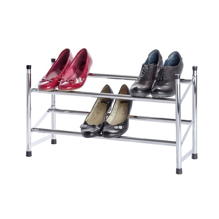 Expandable Shoe Rack, SHUHREGAL, 64~119 x 23 x H 35 cm, Silver