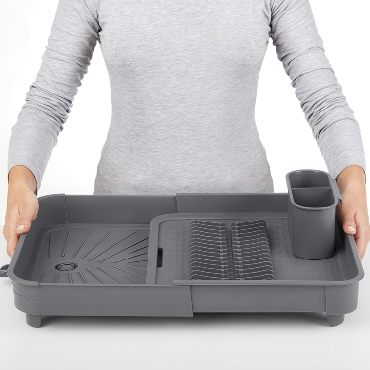 Expandable Dish Drainer, ESCURREPLATOS, 36 x 32 - 51 x H 9,5 cm, Grey