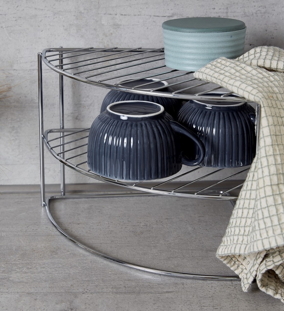 Extra shelf with three shelves, CORNER SHELF, 25 x 25 x H 21,5 cm, Silver