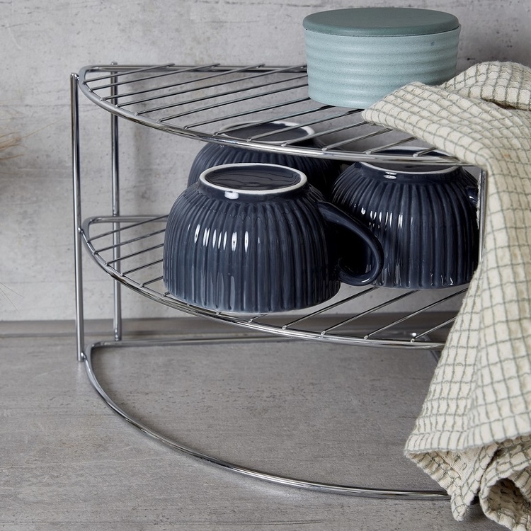 Extra shelf with three shelves, CORNER SHELF, 25 x 25 x H 21,5 cm, Silver