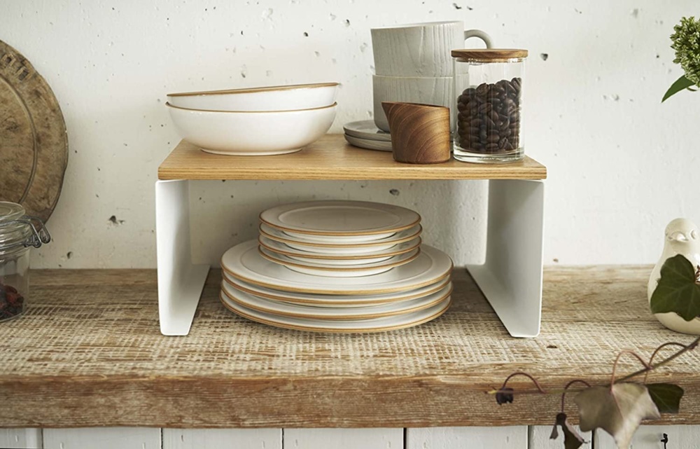 Extra shelf, TOSCA WOOD TOP, 30,5 x 22 x H 14,5 cm, Yamazaki, White / Wood