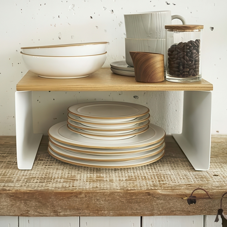 Extra shelf, TOSCA WOOD TOP, 30,5 x 22 x H 14,5 cm, Yamazaki, White / Wood