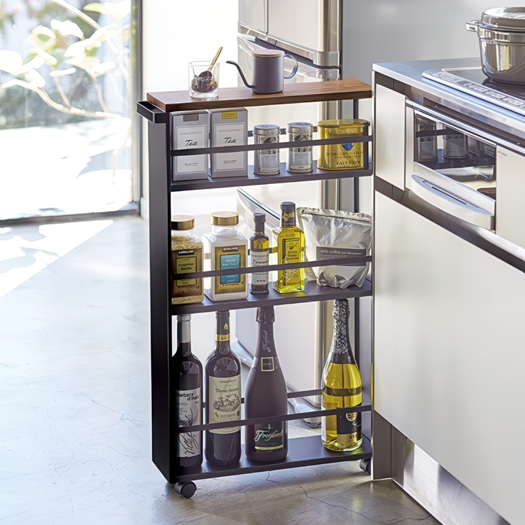 Narrow open storage trolley, TOWER SLIM TROLLEY, 13 x 47,5 x H 80,5 cm