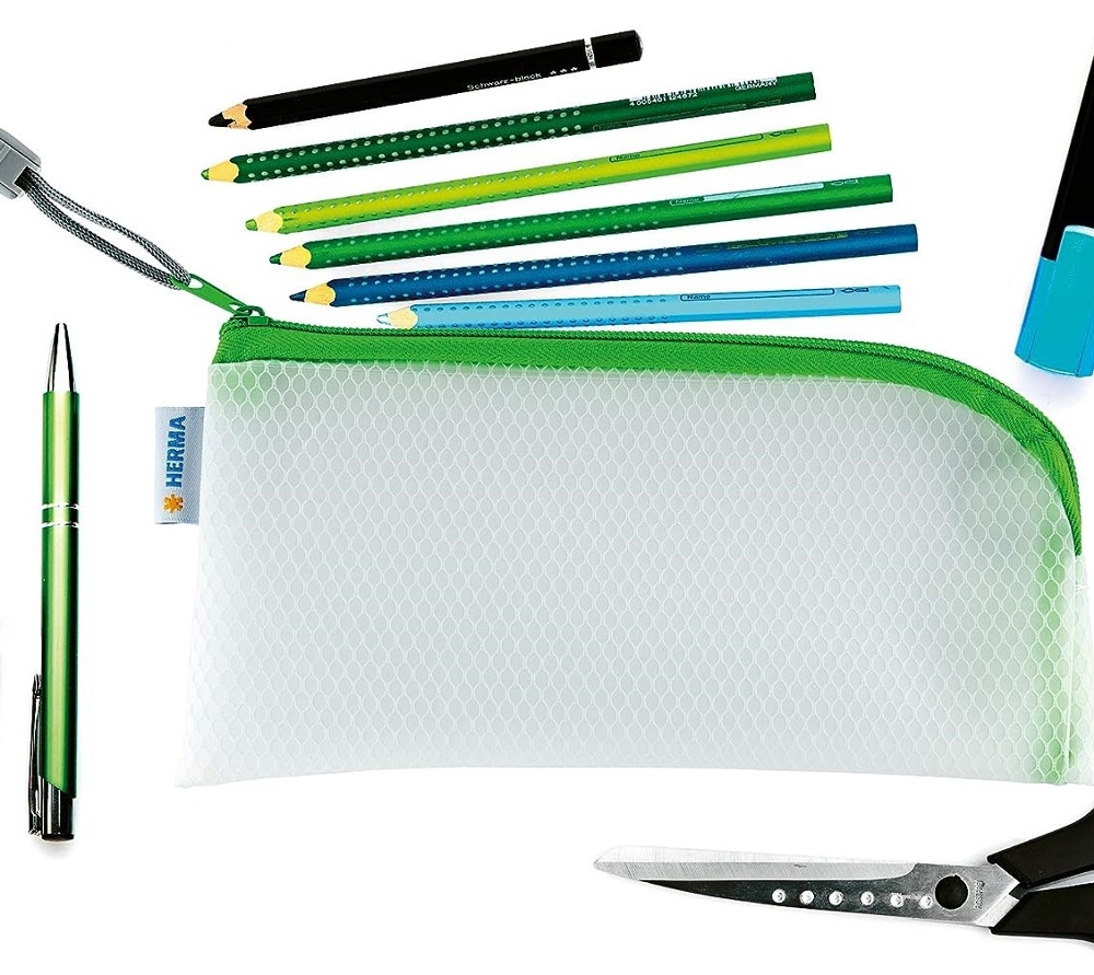 Storage pouch, UNIVERSAL ETUI, 23 x 11 cm, Transparent / Green