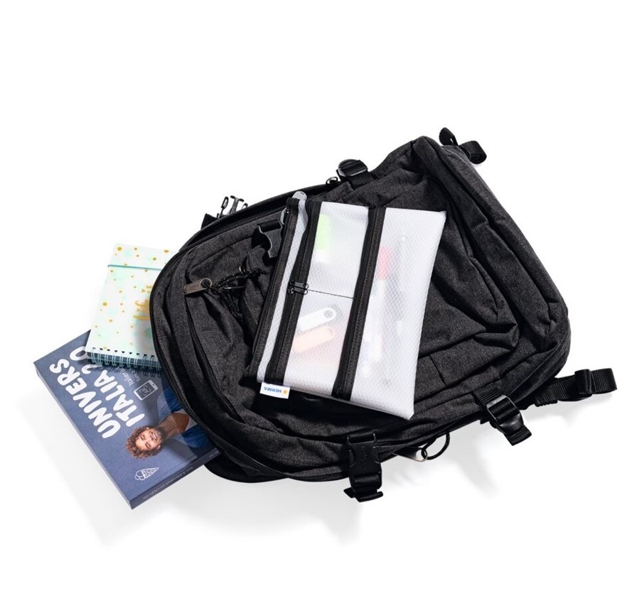Storage pouch, UNIVERSAL MULTI BAG A5, 26 x 20 cm, Transparent / Black