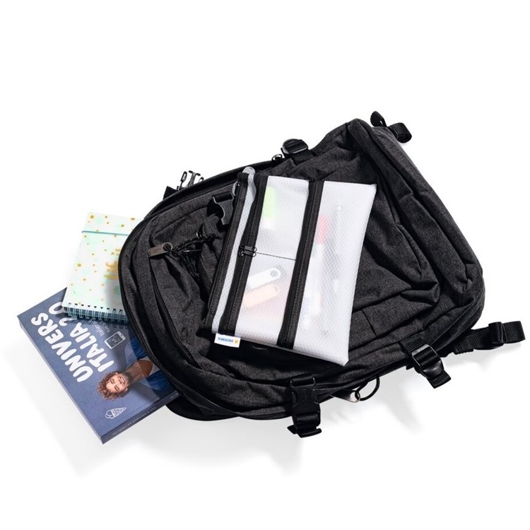 Storage pouch, UNIVERSAL MULTI BAG A5, 26 x 20 cm, Transparent / Black