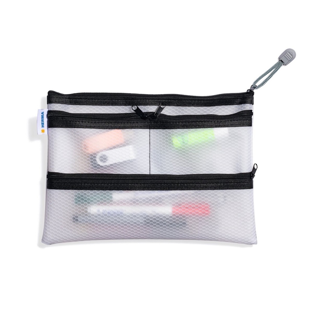 Storage pouch, UNIVERSAL MULTI BAG A5, 26 x 20 cm, Transparent / Black