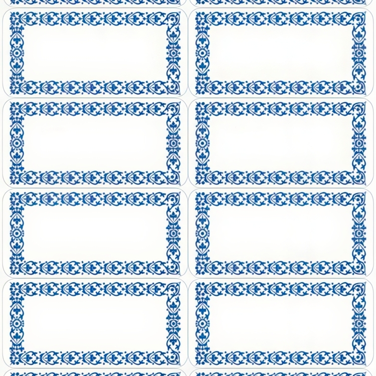 Deep-freeze labels, 48 psc, BLUE BORDER, 3,7 x H 1,9 cm ,White / Blue