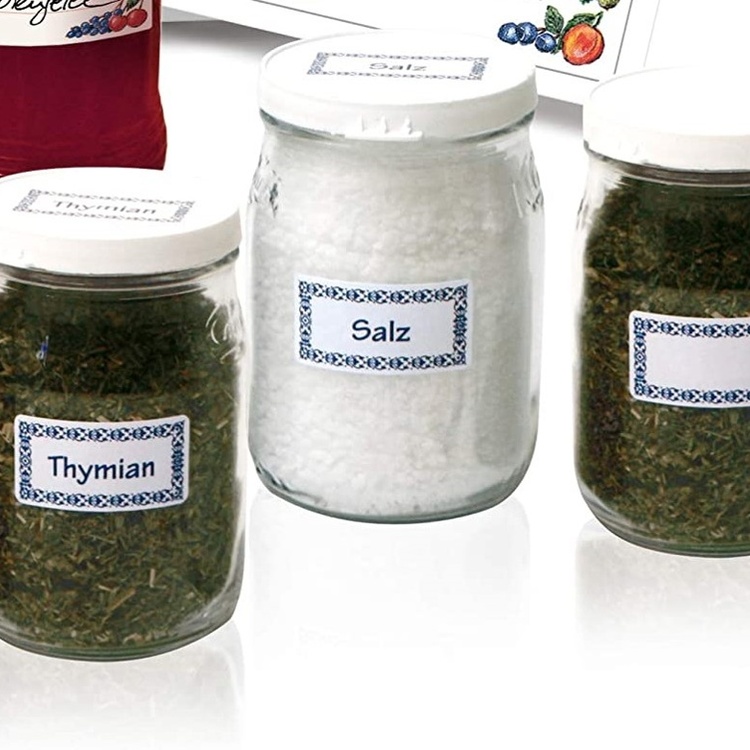 Deep-freeze labels, 48 psc, BLUE BORDER, 3,7 x H 1,9 cm ,White / Blue