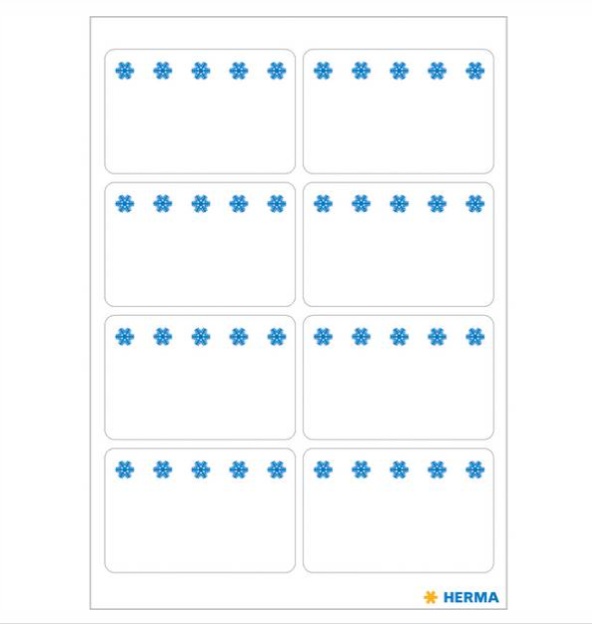 Deep-freeze labels, 56 st, ICE CRYSTALS, 4 x H 2,6 cm , White / Blue