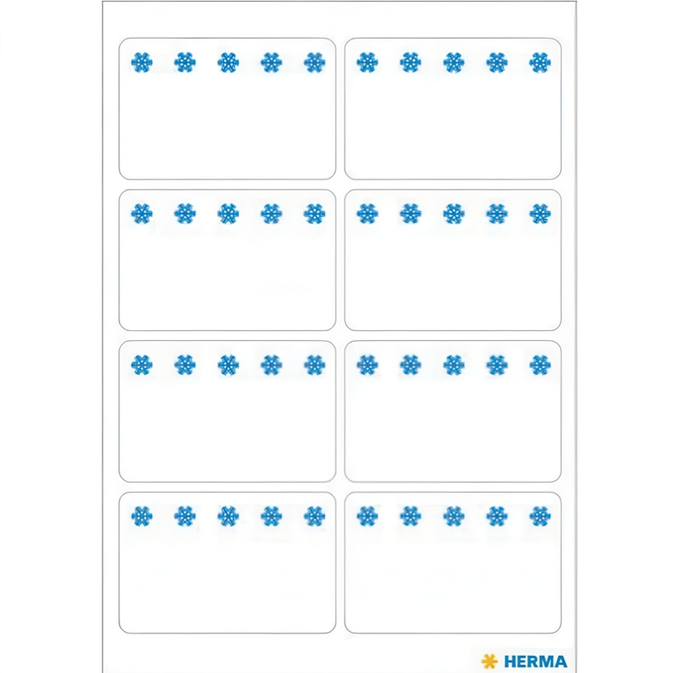 Deep-freeze labels, 56 st, ICE CRYSTALS, 4 x H 2,6 cm , White / Blue