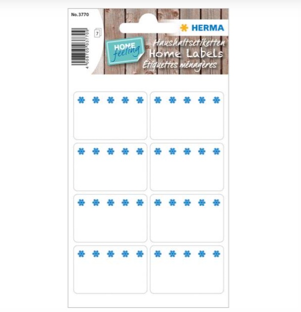 Deep-freeze labels, 56 st, ICE CRYSTALS, 4 x H 2,6 cm , White / Blue