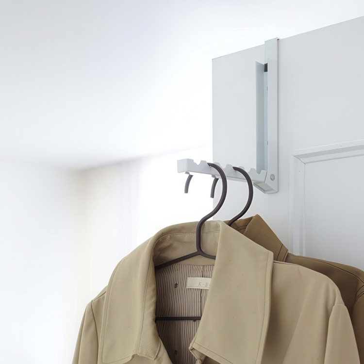 Folding clothes hanger, SMART FOLDING DOOR HANGER, Yamazaki, White